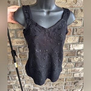 Johnny Was Black Embroidered Corset Top XS Boho Festival Cami